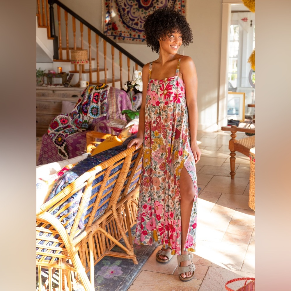 Natural Life Patti Side Slit Floral Maxi Sun Dress